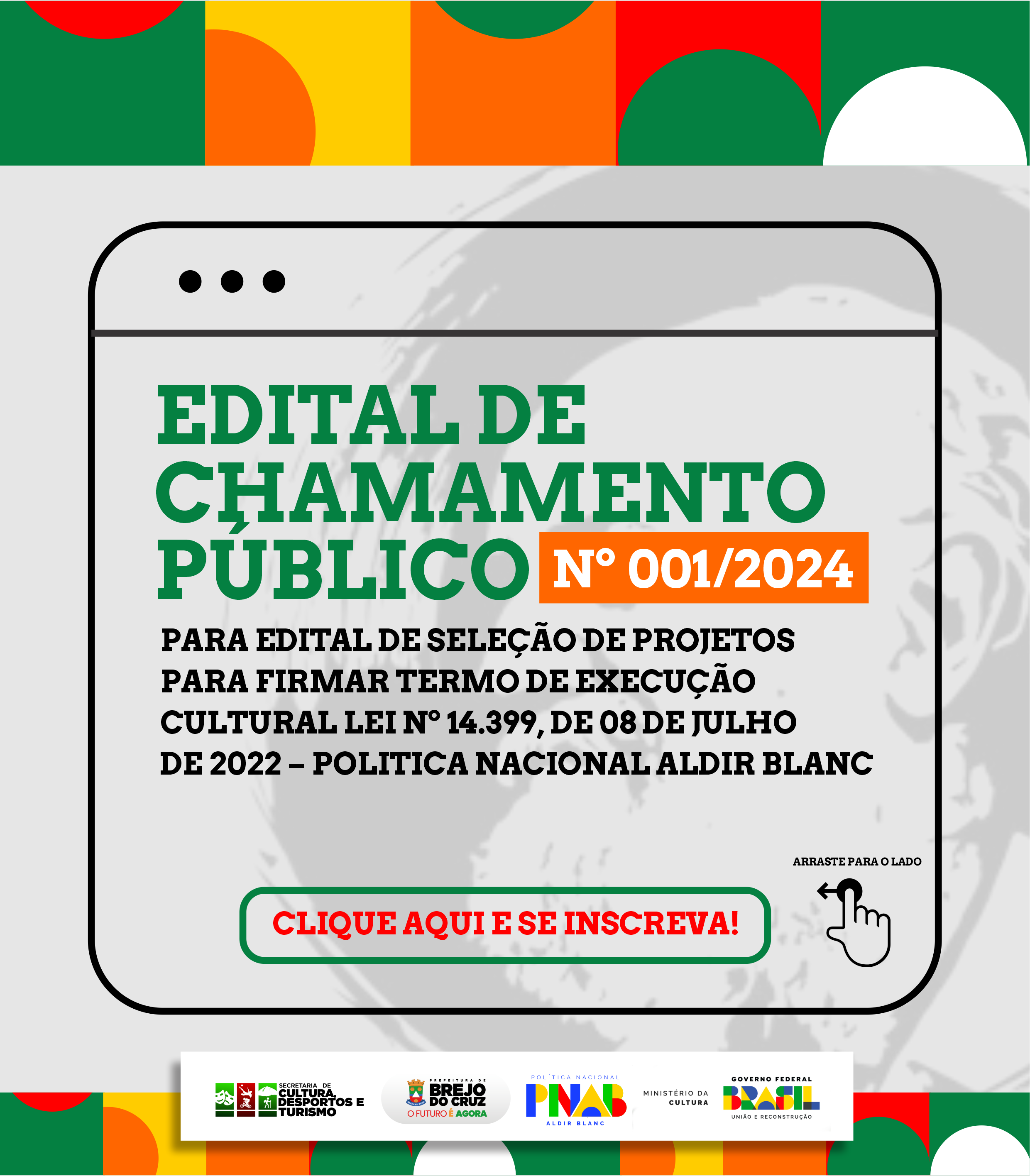 Foto Perfil EDITAL DE CHAMAMENTO PÚBLICO Nº 001/2024 PARA EDITAL DE SELEÇÃO DE PROJETOS 