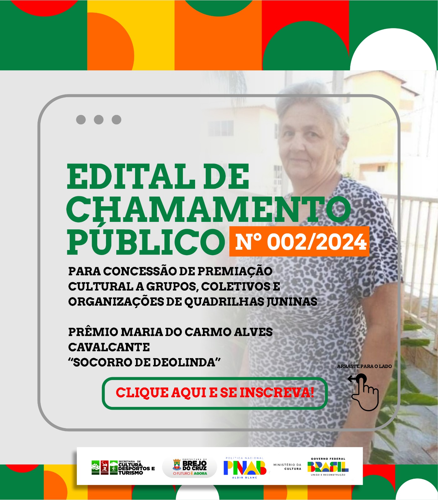 Foto Perfil EDITAL DE CHAMAMENTO PÚBLICO Nº 002/2024 - PRÊMIO SOCORRO DE DEOLINDA